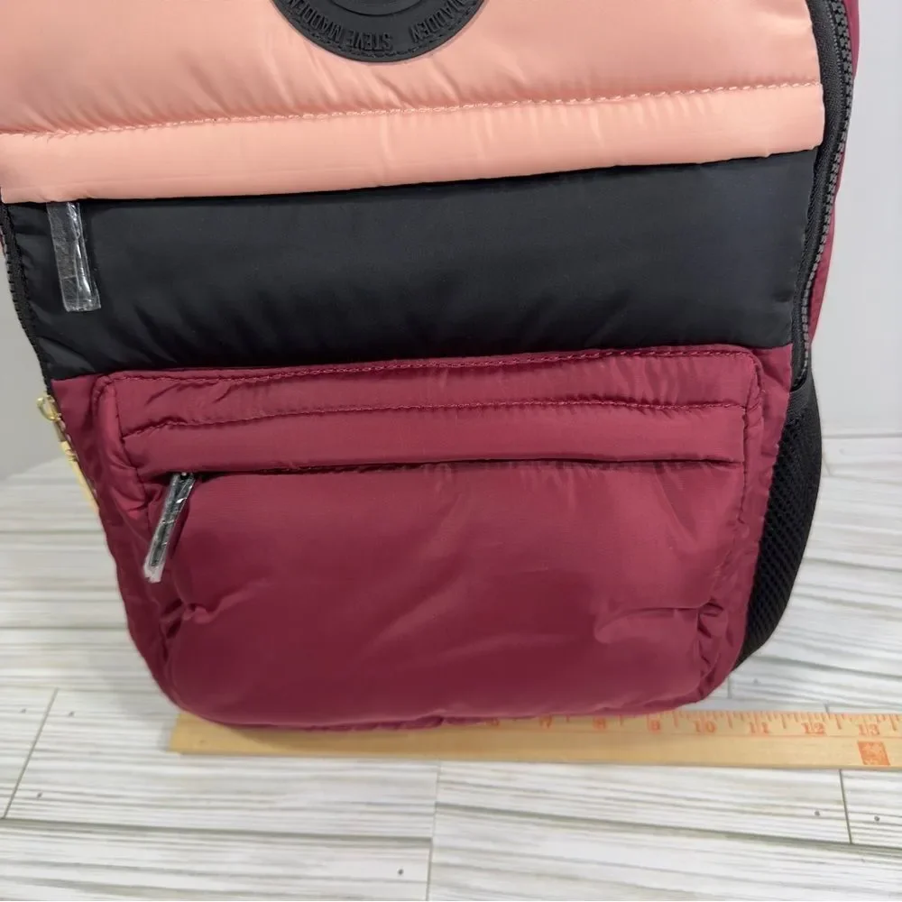STEVE MADDED QUILTED WINE‎ MULTI LARGE BACKPACK NWT